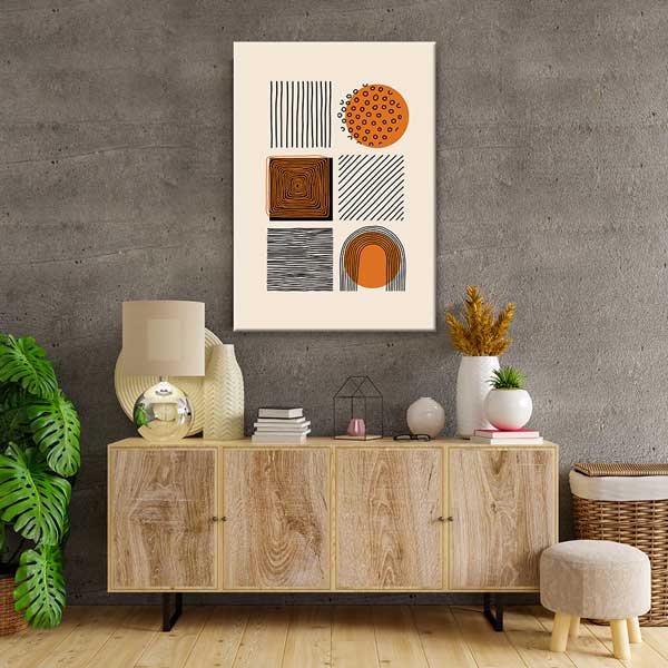 Geometrik Desenli Minimal Kompozisyon Duvar Tablosu 13973