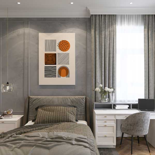 Geometrik Desenli Minimal Kompozisyon Duvar Tablosu 13973