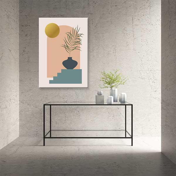 Vazolu Palmiye Figürlü Minimal Kanvas Tablo 13982