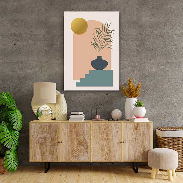 Vazolu Palmiye Figürlü Minimal Kanvas Tablo 13982