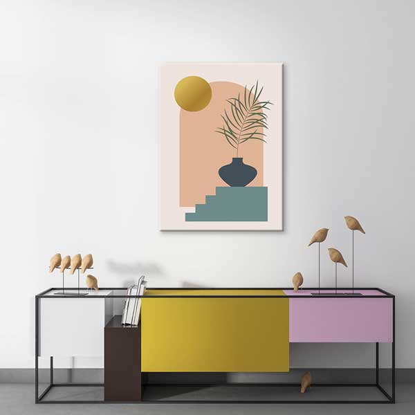 Vazolu Palmiye Figürlü Minimal Kanvas Tablo 13982