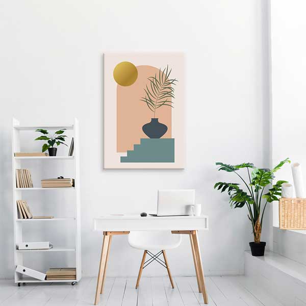 Vazolu Palmiye Figürlü Minimal Kanvas Tablo 13982