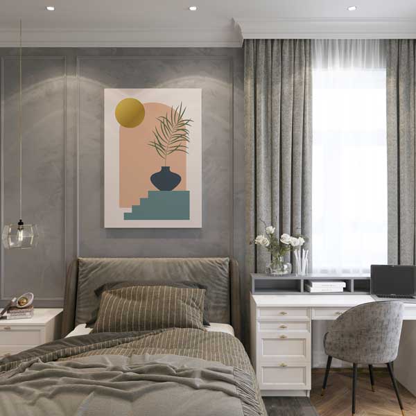 Vazolu Palmiye Figürlü Minimal Kanvas Tablo 13982