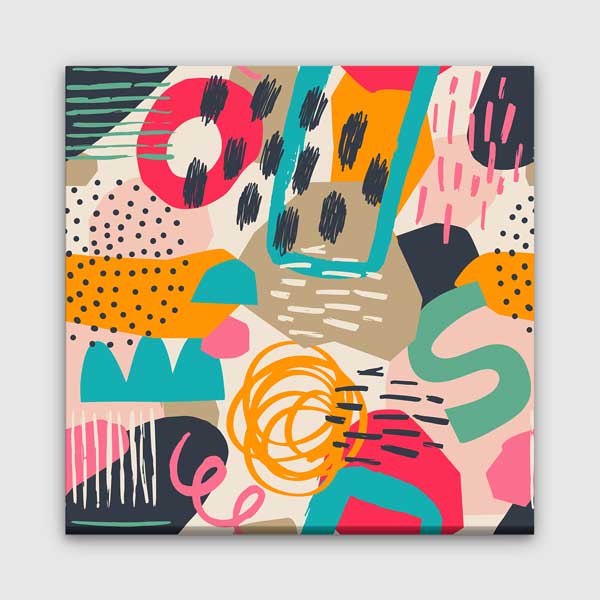 Renkli Soyut Desenli Modern Minimal Kanvas Tablo 13994