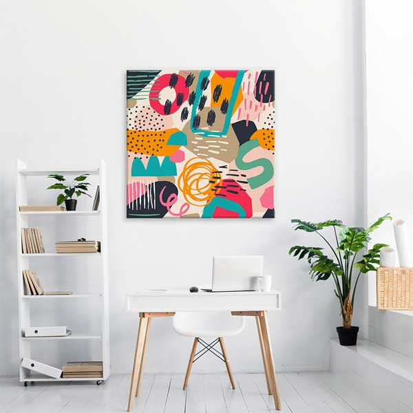 Renkli Soyut Desenli Modern Minimal Kanvas Tablo 13994