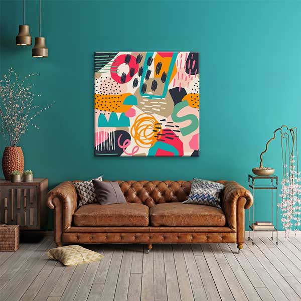 Renkli Soyut Desenli Modern Minimal Kanvas Tablo 13994