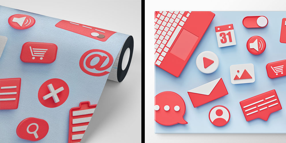 Sosyal Medya ve Dijital İkonlar Temalı Modern Ofis Duvar Kağıdı 5389