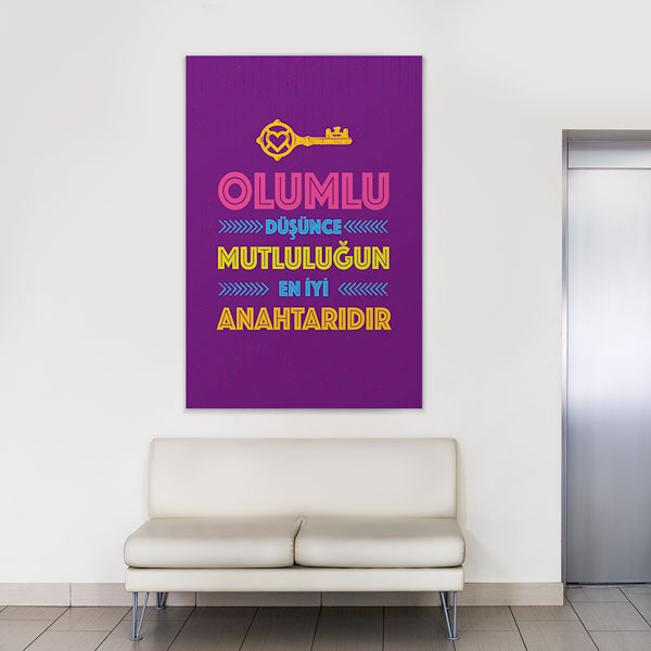 motivasyon-duvar-gorselleri-7598-03 Olumlu Düşünce Mutluluğun Anahtarıdır Kanvas Tablo 7598