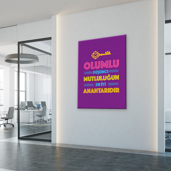 motivasyon-duvar-gorselleri-7598-05 Olumlu Düşünce Mutluluğun Anahtarıdır Kanvas Tablo 7598
