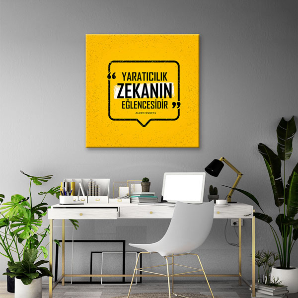 Yaratıcılık Zekanın Eğlencesidir Albert Einstein Kanvas Tablo 7527