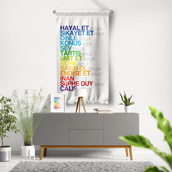 Hayal Et Daha Çok Şikayet Et Daha Az Motivasyon Yazılı Duvar Flaması 7718