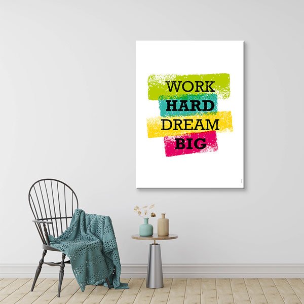 Çok Çalış Büyük Hayal Et Motivasyon Kanvas Tablosu – 3318