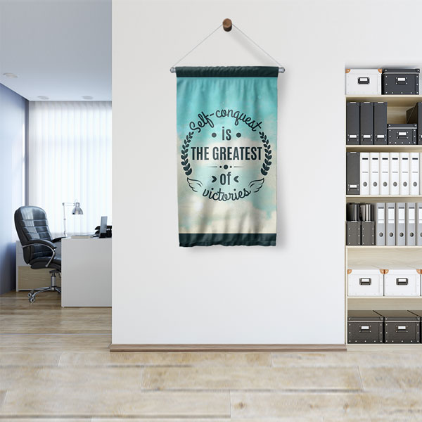 Self Conquest Is The Greatest Of Victories Motivasyon Duvar Flaması Kumaş Baskı 7693