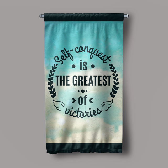Self Conquest Is The Greatest Of Victories Motivasyon Duvar Flaması Kumaş Baskı 7693