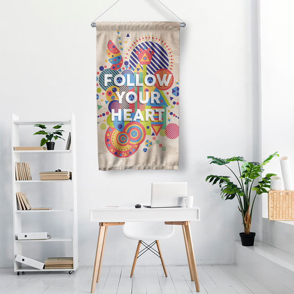 Renkli Motivasyonel Duvar Flaması "Follow Your Heart" 10261