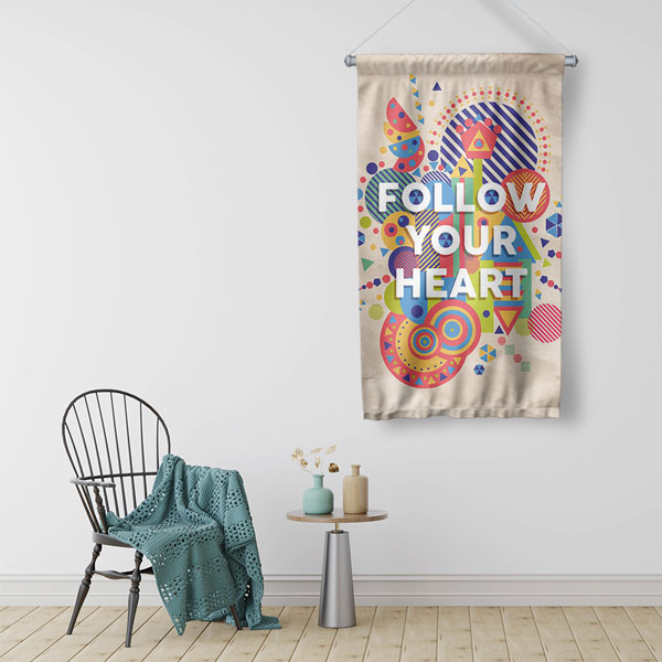 Renkli Motivasyonel Duvar Flaması "Follow Your Heart" 10261