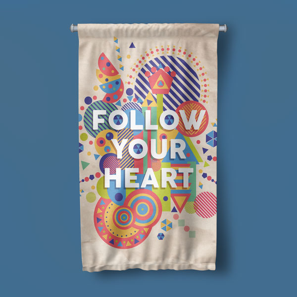 Renkli Motivasyonel Duvar Flaması "Follow Your Heart" 10261