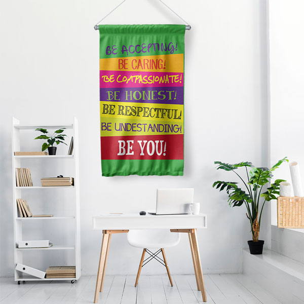 motivational-wall-banner-7701-01 Be Accepting Be Caring Be Compassionate Motivasyon Duvar Flaması Kumaş Baskı 7701