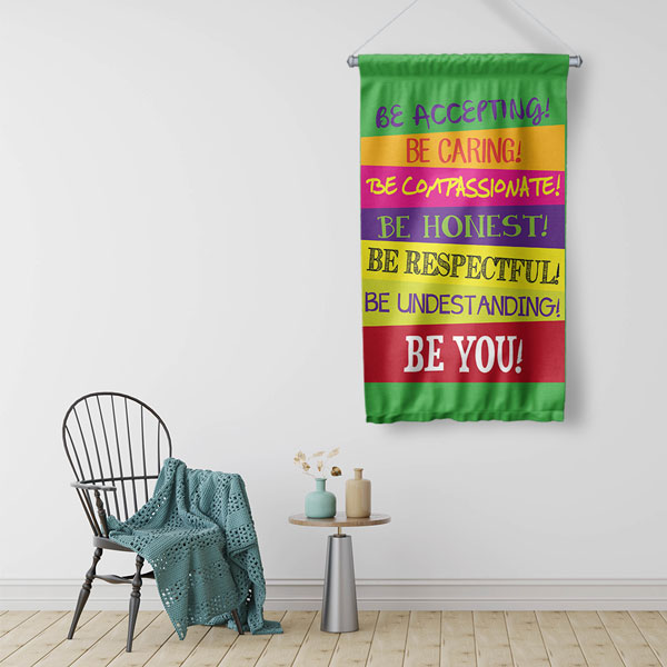 motivational-wall-banner-7701-02 Be Accepting Be Caring Be Compassionate Motivasyon Duvar Flaması Kumaş Baskı 7701