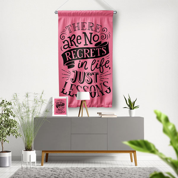 motivational-wall-banner-7713-00 No Regrets Just Lessons Duvar Flaması 7713