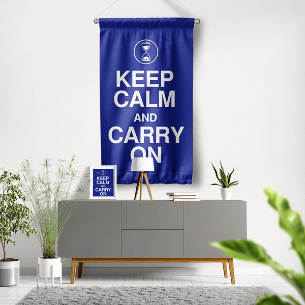 Keep Calm And Carry On Motivasyon Duvar Flaması Kumaş Baskı 7699