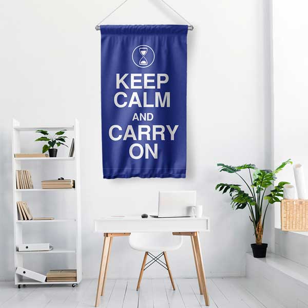 Keep Calm And Carry On Motivasyon Duvar Flaması Kumaş Baskı 7699