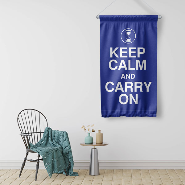 Keep Calm And Carry On Motivasyon Duvar Flaması Kumaş Baskı 7699