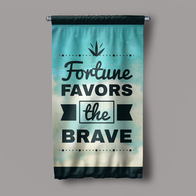 motivational-wall-decor-7695-04 Fortune Favors The Brave Motivasyon Duvar Flaması Kumaş Baskı 7695