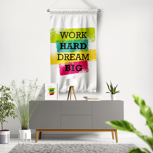 motivational-wall-decor-7707-00 Work Hard Dream Big Duvar Flaması 7707