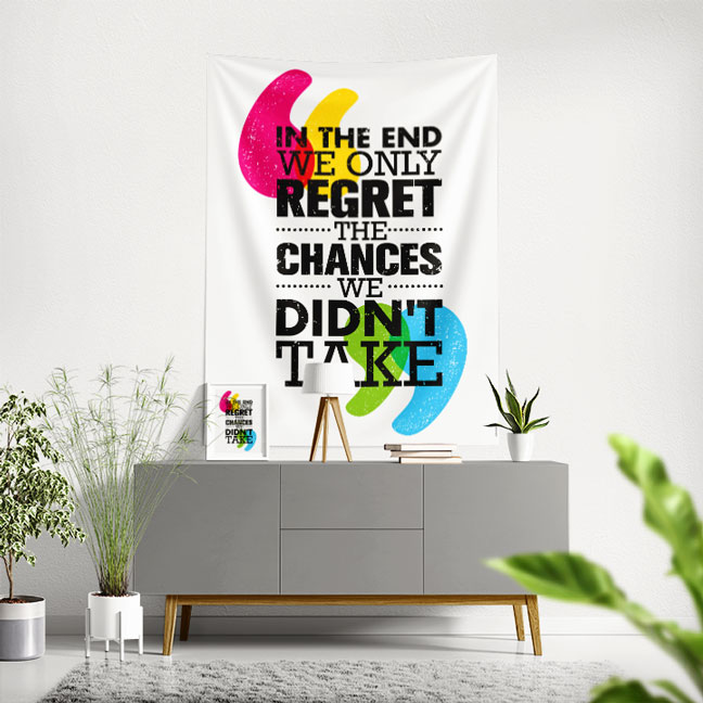 motivational-wall-tapestry-7641-00 Motivasyon Duvar Örtüsü - Regret The Chances We Didn’t Take 7641