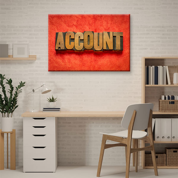 muhasebe-duvar-tablo-5323-02 Account Yazılı Muhasebe Temalı Kanvas Duvar Tablosu – 5323