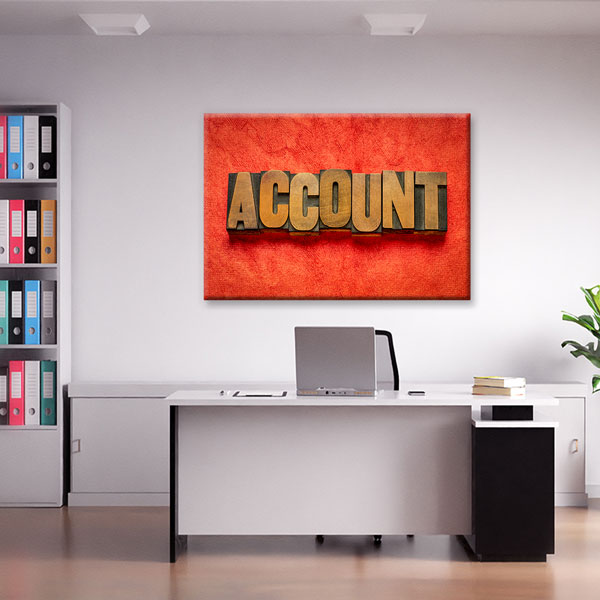 muhasebe-duvar-tablo-5323-03 Account Yazılı Muhasebe Temalı Kanvas Duvar Tablosu – 5323