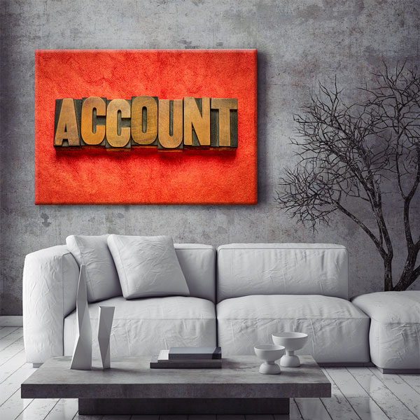 muhasebe-duvar-tablo-5323-05 Account Yazılı Muhasebe Temalı Kanvas Duvar Tablosu – 5323