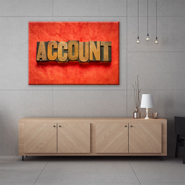 muhasebe-duvar-tablo-5323-06 Account Yazılı Muhasebe Temalı Kanvas Duvar Tablosu – 5323
