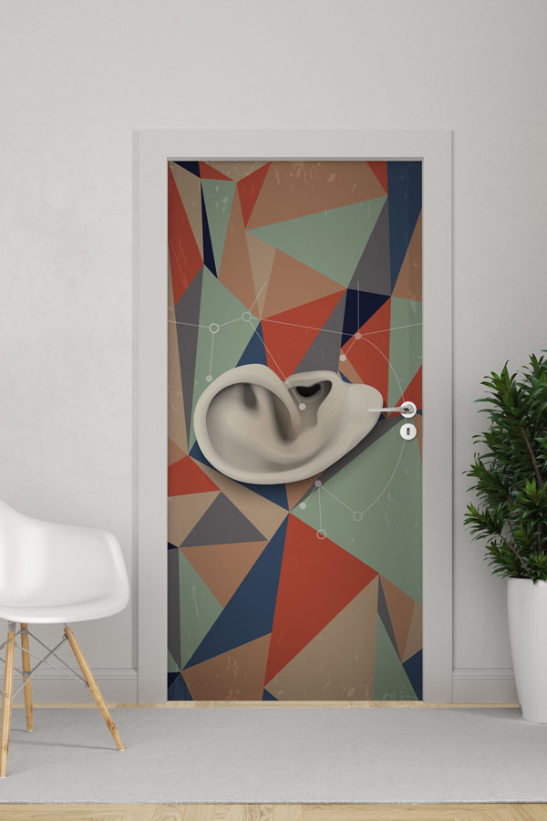 Soyut Kulağa Müzik Temalı Kapı Giydirme 8853