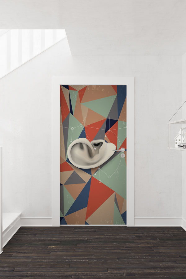 Soyut Kulağa Müzik Temalı Kapı Giydirme 8853