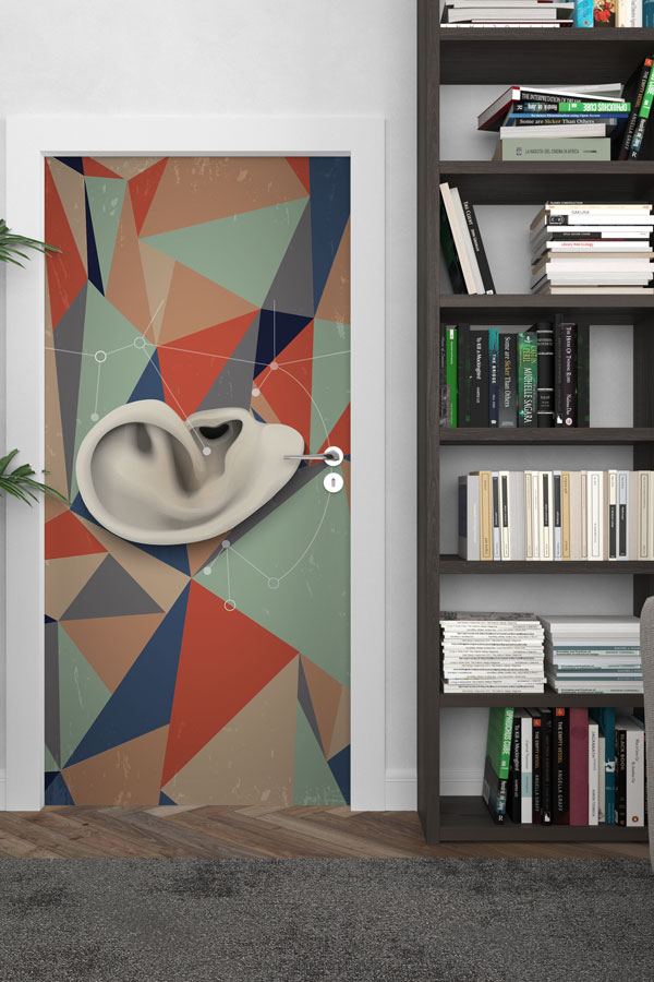 Soyut Kulağa Müzik Temalı Kapı Giydirme 8853