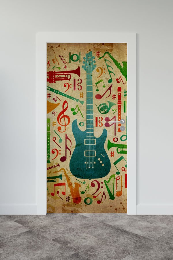 Müzik Enstrümanları ve Notalar Kapı Giydirme 8842