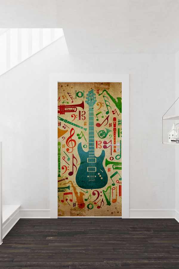 Müzik Enstrümanları ve Notalar Kapı Giydirme 8842