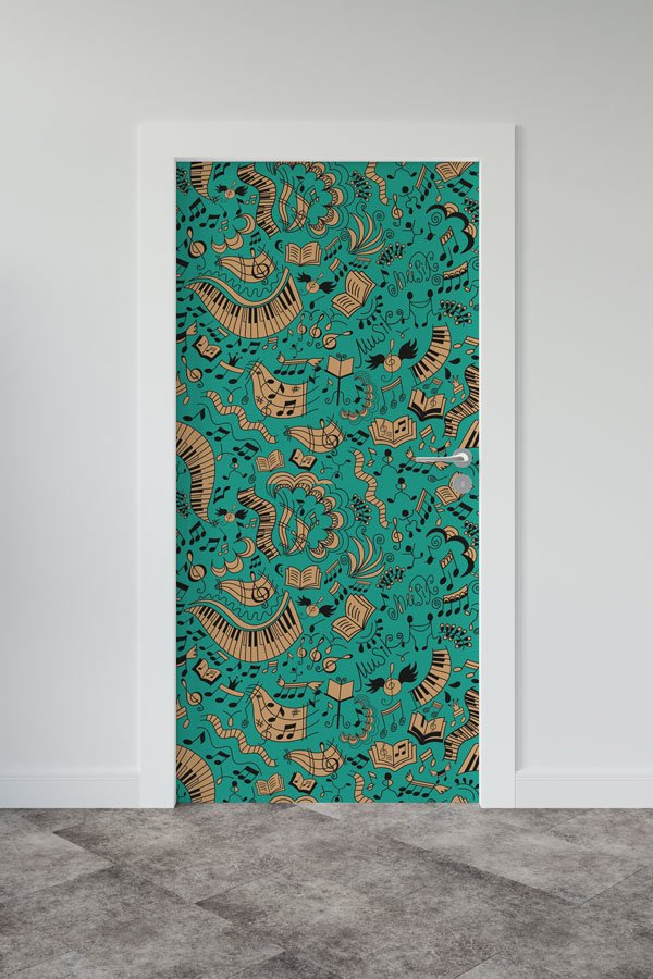 Müzikal Desenli Kapı Giydirme - Notalar ve Enstrümanlar 8847