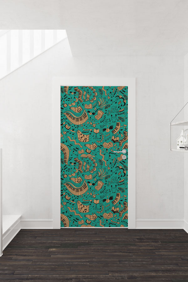 Müzikal Desenli Kapı Giydirme - Notalar ve Enstrümanlar 8847