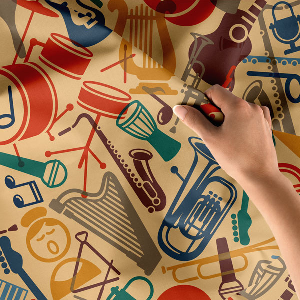 music-class-wall-art-8268-04 Retro Müzik Enstrümanları Desenli Duvar Örtüsü 8268