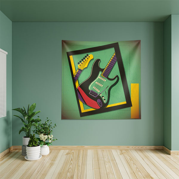 Modern Çerçeveli Elektro Gitar Duvar Örtüsü 8520