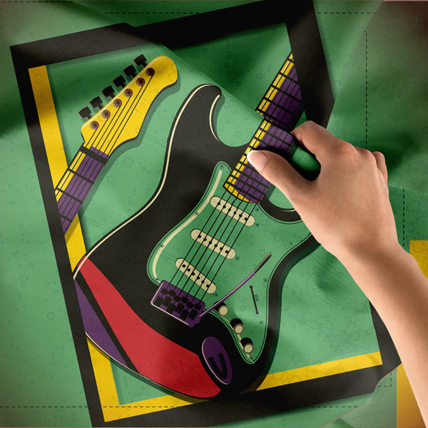 Modern Çerçeveli Elektro Gitar Duvar Örtüsü 8520