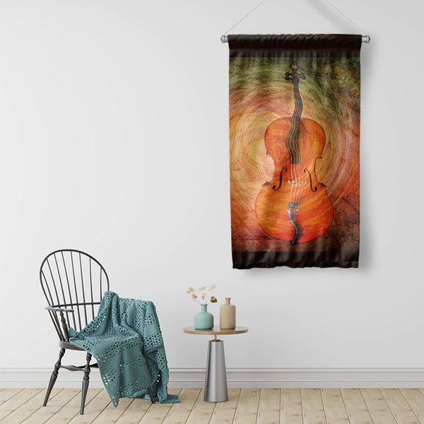 Çello Enstrüman Temalı Duvar Flaması 8055
