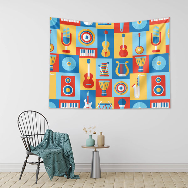 music-class-wall-decor-8267-01 Renkli Müzik Enstrümanları Mozaik Duvar Örtüsü 8267