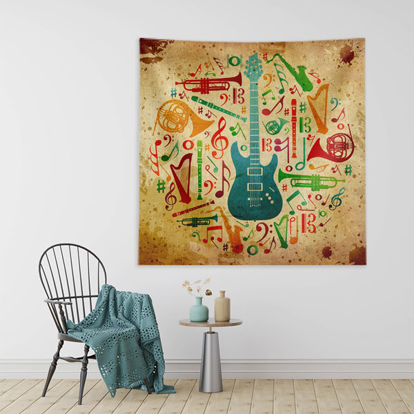 Müzik Enstrümanları Temalı Okul Duvar Örtüsü 8521