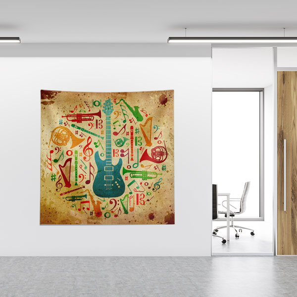 Müzik Enstrümanları Temalı Okul Duvar Örtüsü 8521