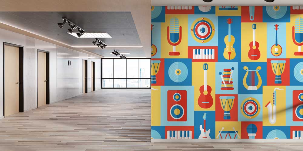 Renkli Müzik Enstrümanları Mozaik Duvar Kağıdı 1051