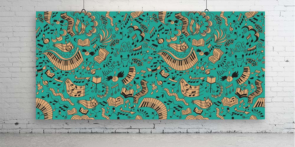 Müzik Enstrümanları ve Notalar Desenli Duvar Kağıdı 1048